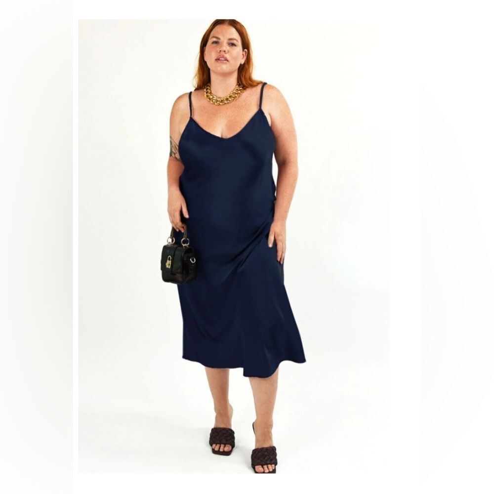 Baacal The Cabaret Slip Dress Black Satin Sleeveless Sz 3 (18-20) Nwt